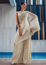 Ivory White Embroidered Organza Salwar Kameez (3-Piece) - Image 2