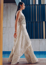 Ivory White Embroidered Organza Salwar Kameez (3-Piece) - Image 3