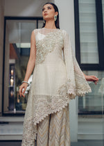 Ivory White Embroidered Organza Salwar Kameez (3-Piece) - Image 5