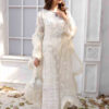 Ivory Pearl & Mirror Work Organza Salwar Kameez (3-Piece) - Image 2