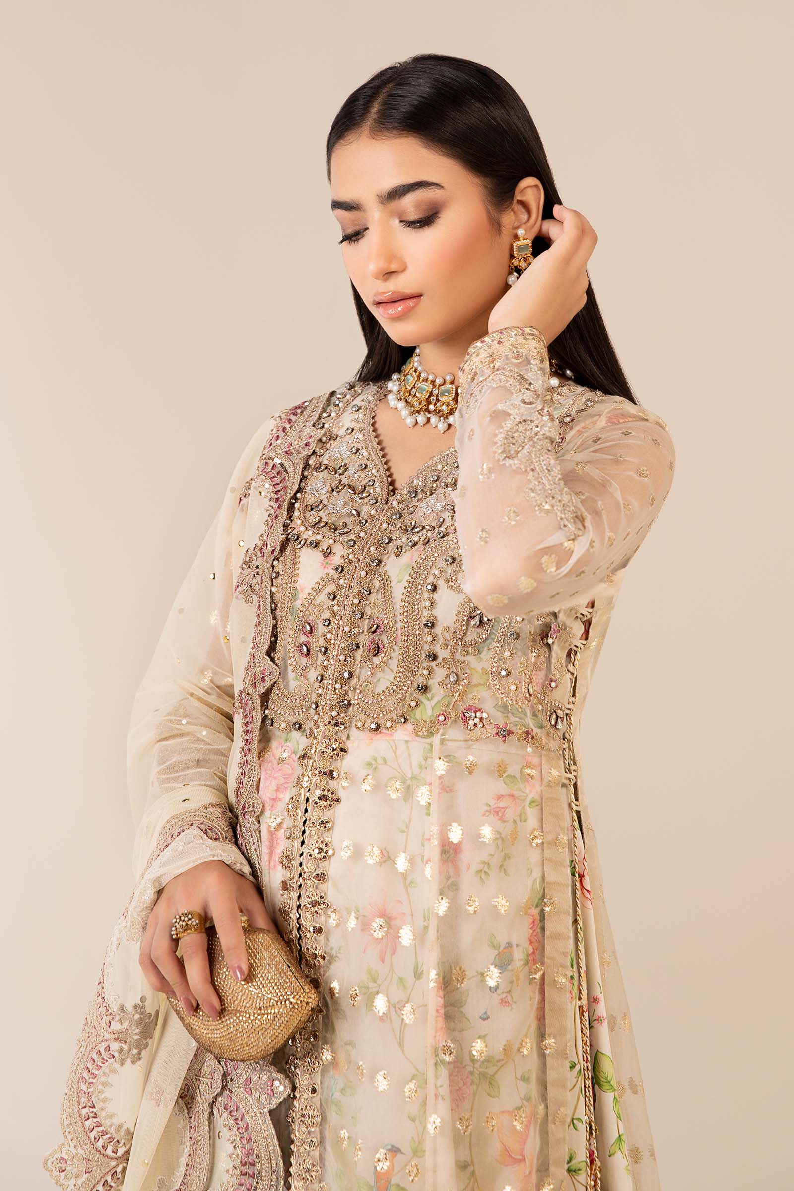 Off-White Embroidered Lurex Organza 3-Piece Suit - Image 2