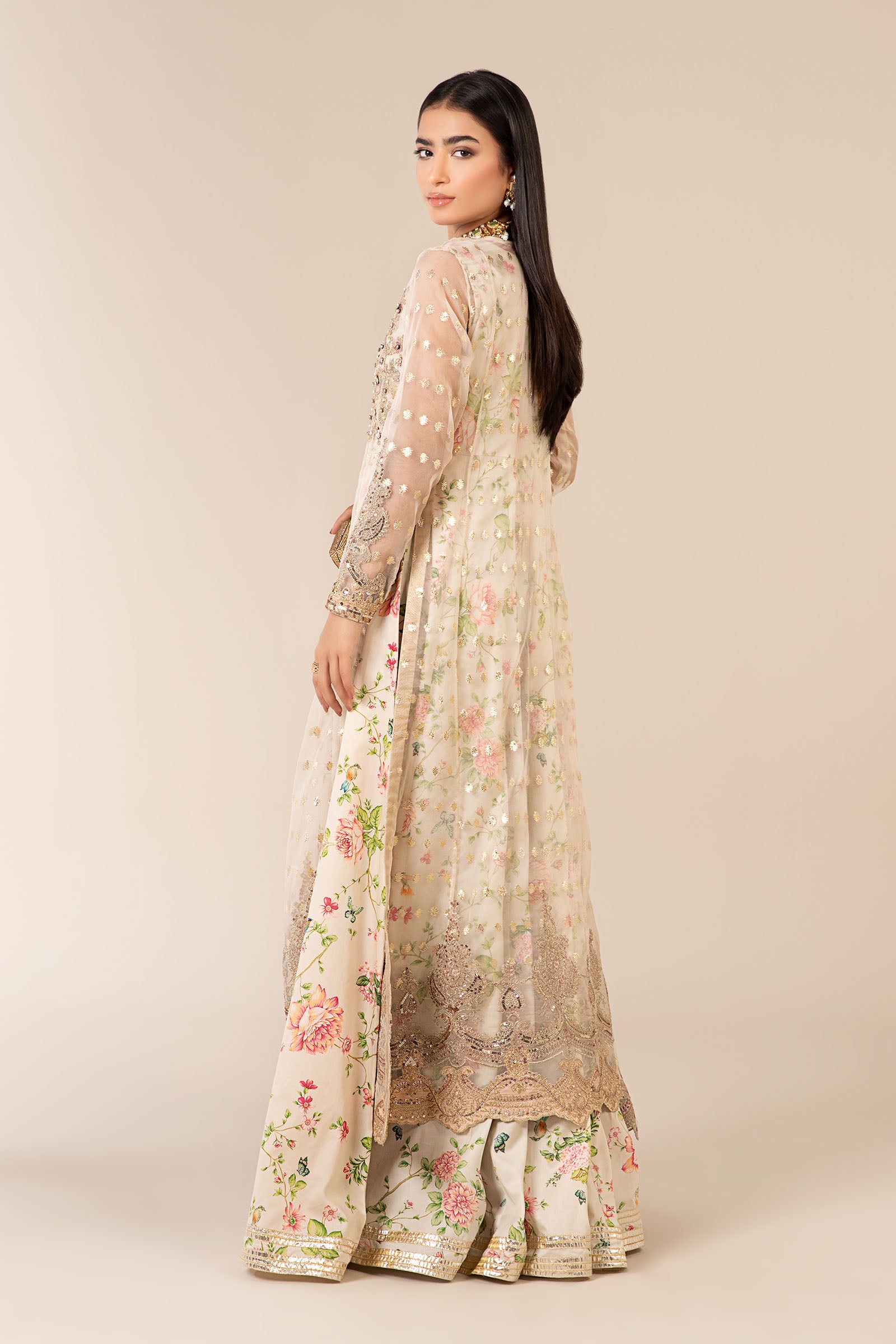 Off-White Embroidered Lurex Organza 3-Piece Suit - Image 5