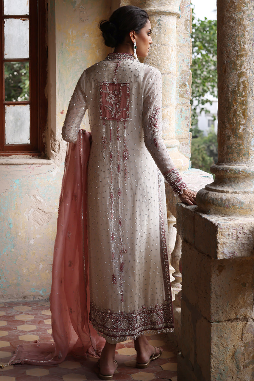 Ivory Zardozi Embroidered Organza Choga (3-Piece) - Image 2
