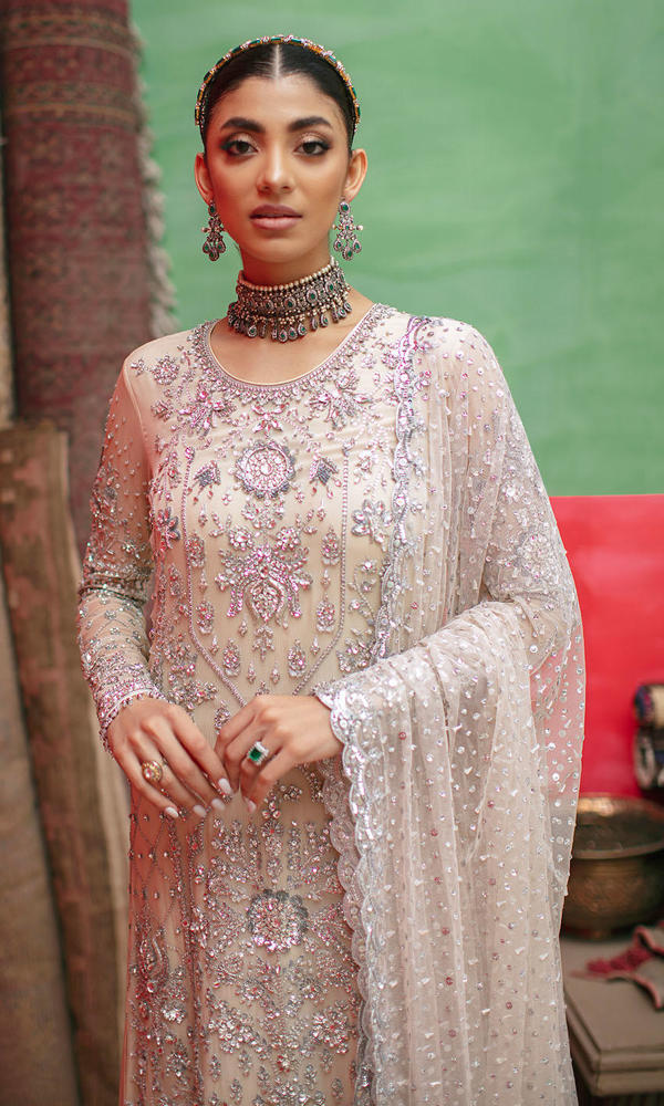 Vanilla Hand-Embellished Organza Salwar Kameez (3-Piece) - Image 3