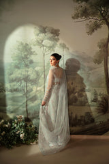 Ecru Embroidered Organza Salwar Kameez (3-Piece) - Image 5