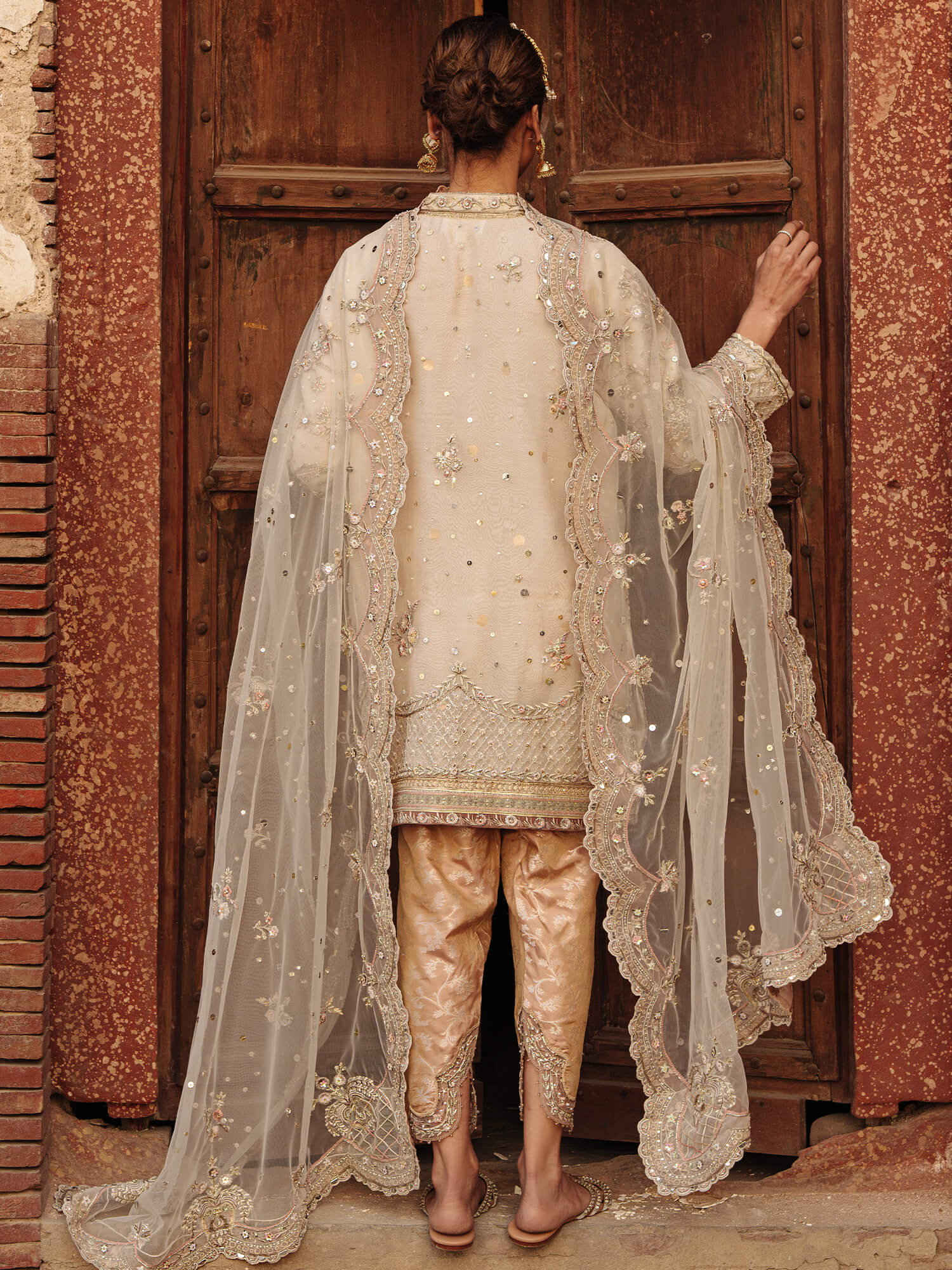 Ivory Zardozi Organza Salwar Kameez (3-Piece) - Image 4