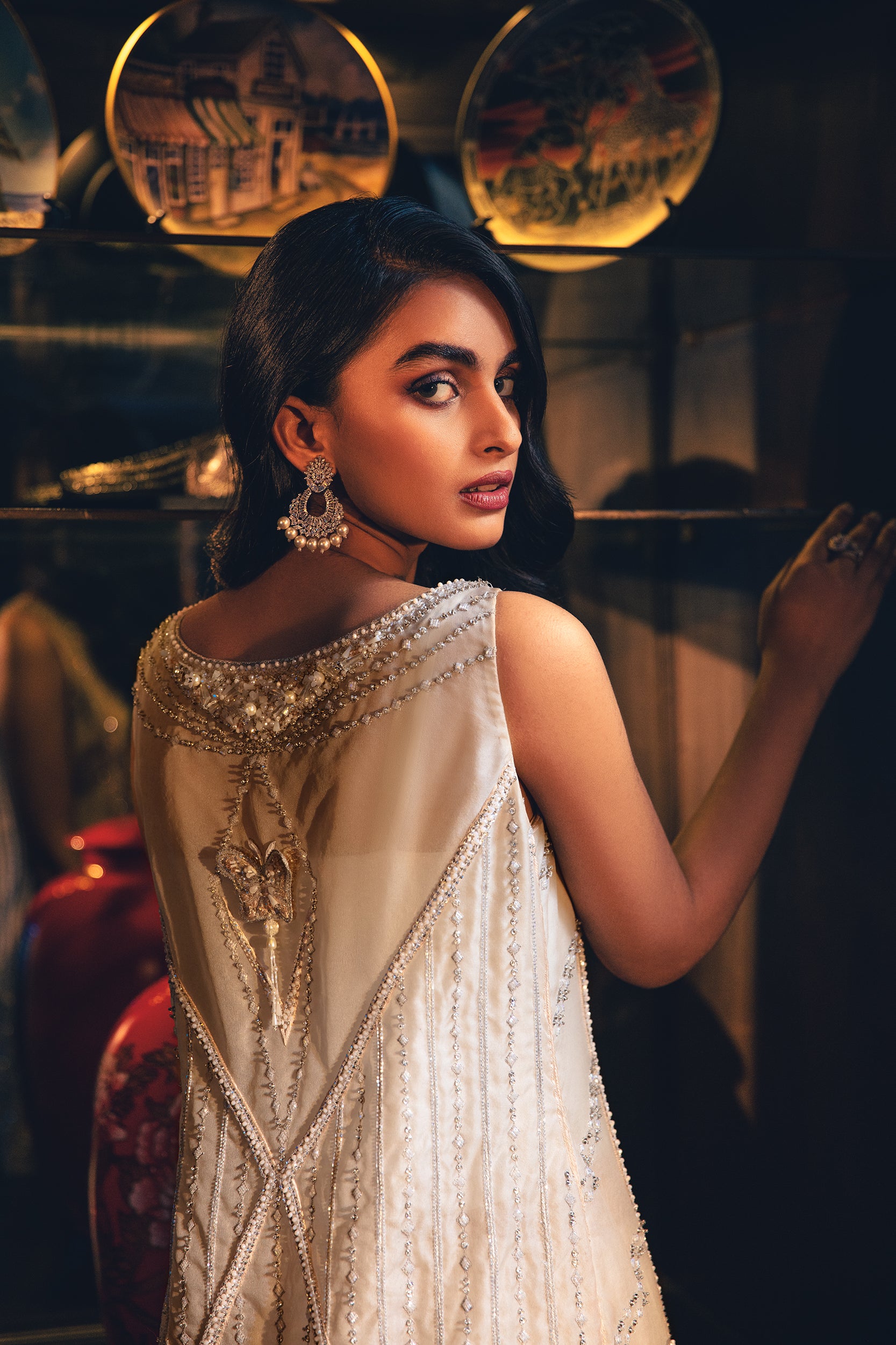 Pakistani Ivory Embellished Raw Silk Bootcut Set (2-Piece) - Image 6