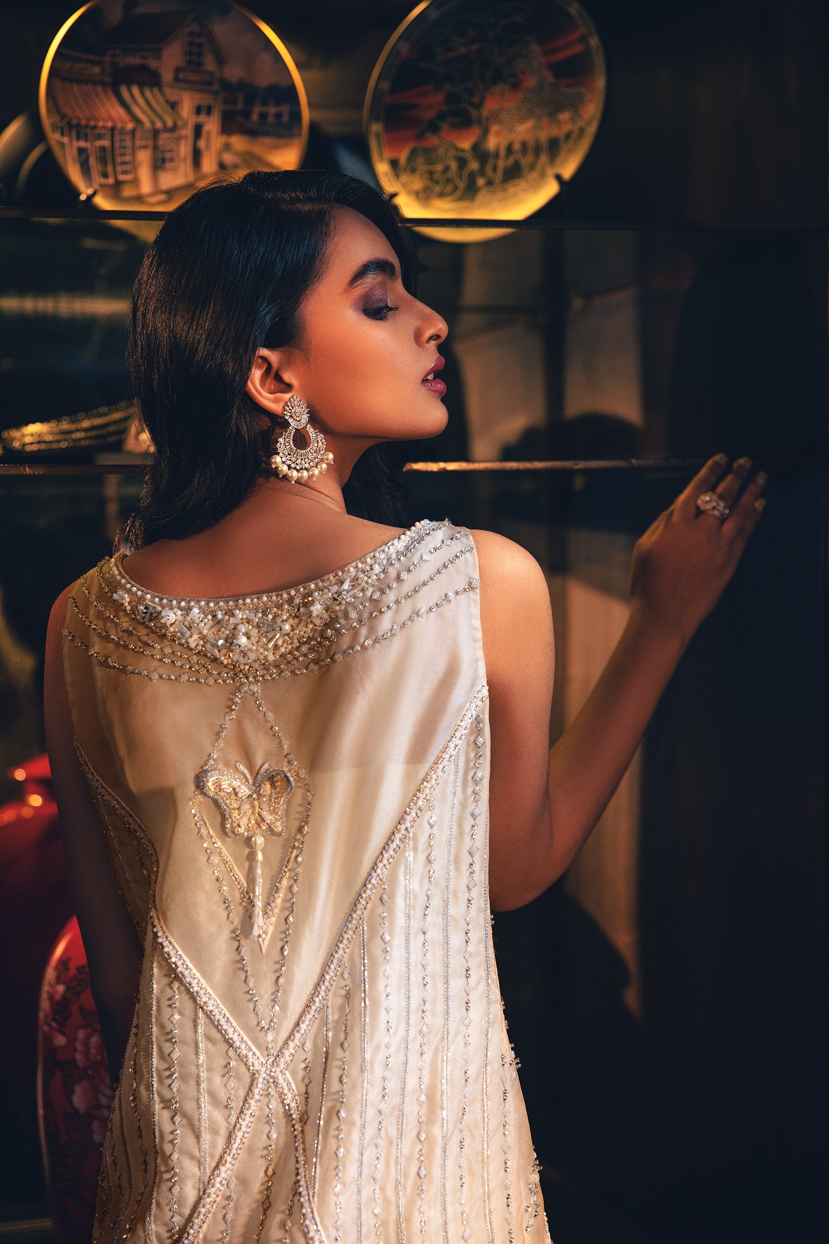 Pakistani Ivory Embellished Raw Silk Bootcut Set (2-Piece) - Image 7