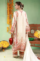Pakistani Ivory Rust Embroidered Raw Silk Salwar Kameez (3-Piece) - Image 4