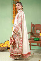 Pakistani Ivory Rust Embroidered Raw Silk Salwar Kameez (3-Piece) - Image 6