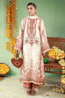 Pakistani Ivory Rust Embroidered Raw Silk Salwar Kameez (3-Piece) - Image 7