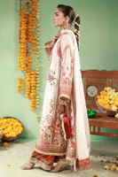 Pakistani Ivory Rust Embroidered Raw Silk Salwar Kameez (3-Piece) - Image 9