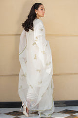 Cream Hand-Embroidered Raw Silk Salwar Kameez (3-Piece) - Image 6