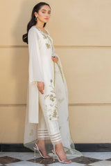 Cream Hand-Embroidered Raw Silk Salwar Kameez (3-Piece) - Image 7
