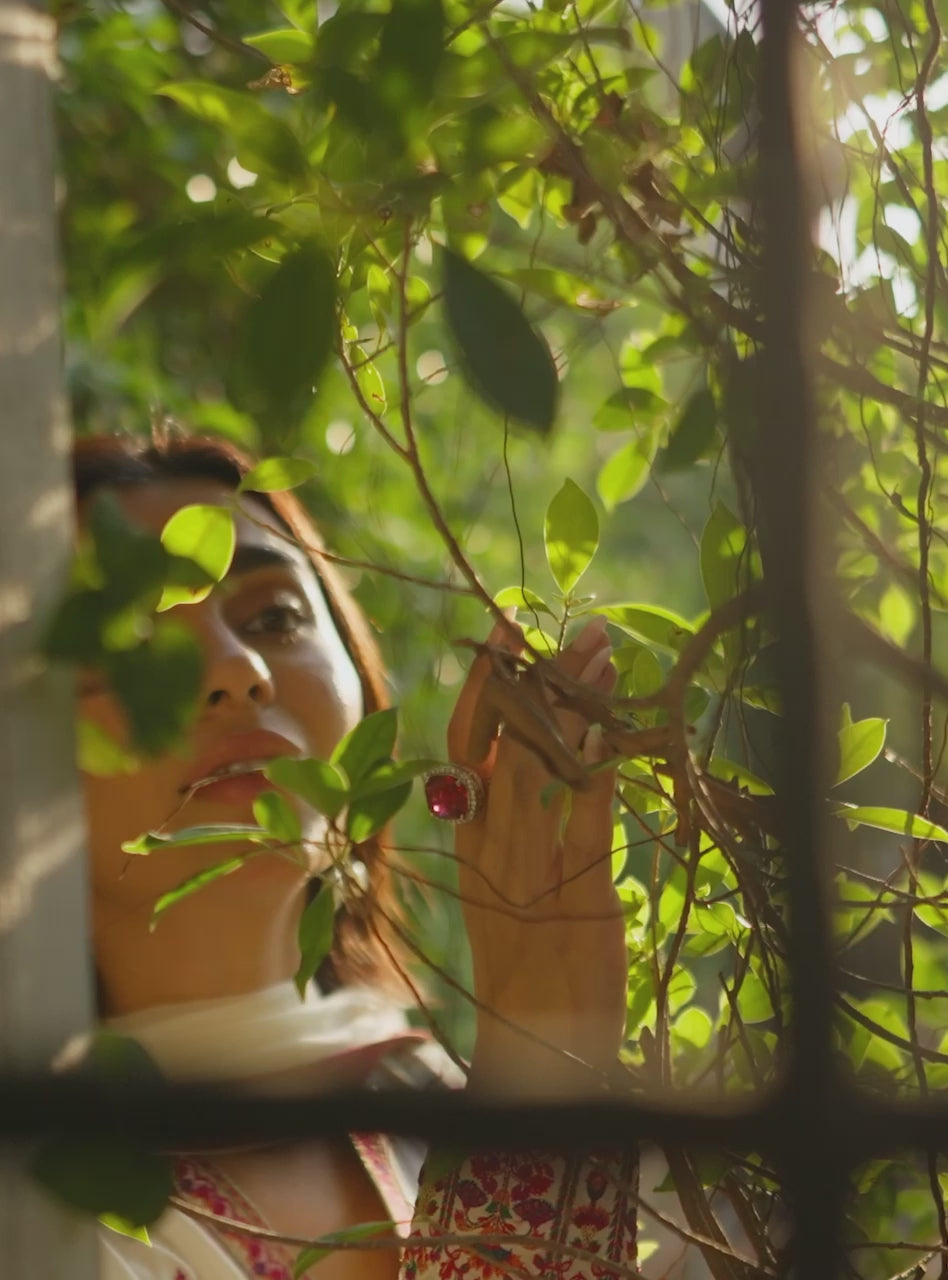 Pakistani Ivory Kashmiri Embroidered Raw Silk Long Shirt (3-Piece) - Image 5