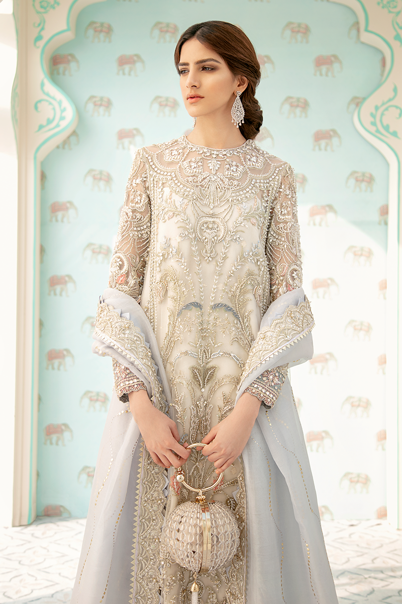 Ivory Pearl Embellished Raw Silk Salwar Kameez (3-Piece) - Image 12
