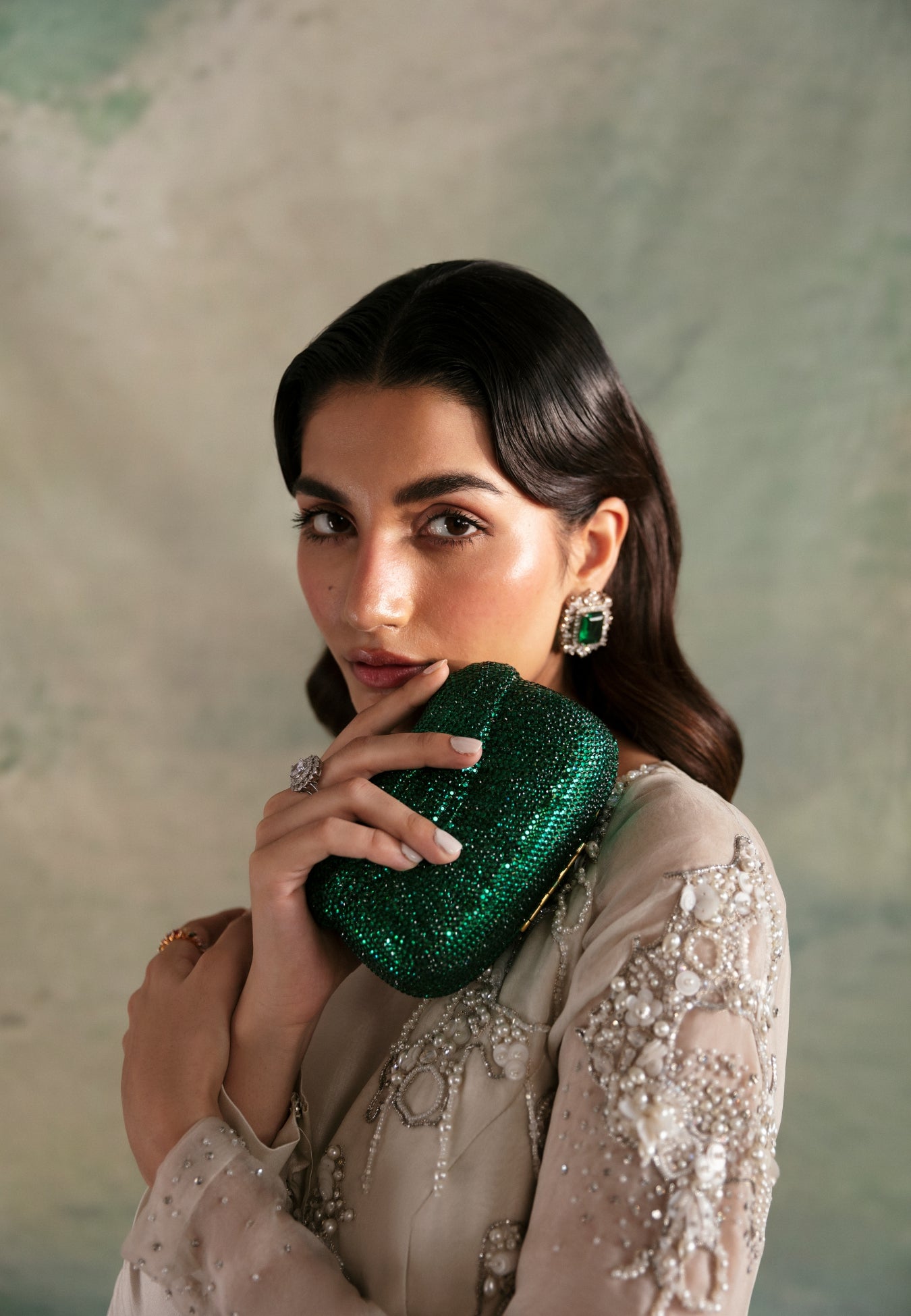 Pakistani Ivory Hand-Embellished Raw Silk Long Shirt (2-Piece) - Image 4