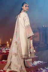 Pakistani Off-White Resham & Sequin Raw Silk Salwar Kameez (3-Piece) - Image 3