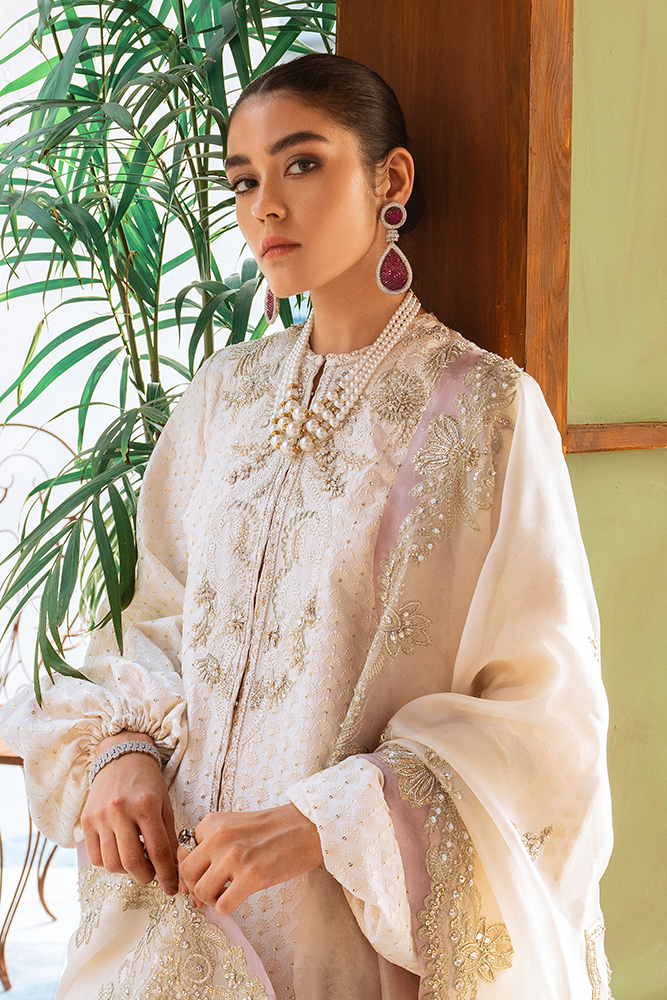 Ivory Embroidered Raw Silk Jacket Set (3-Piece) - Image 3
