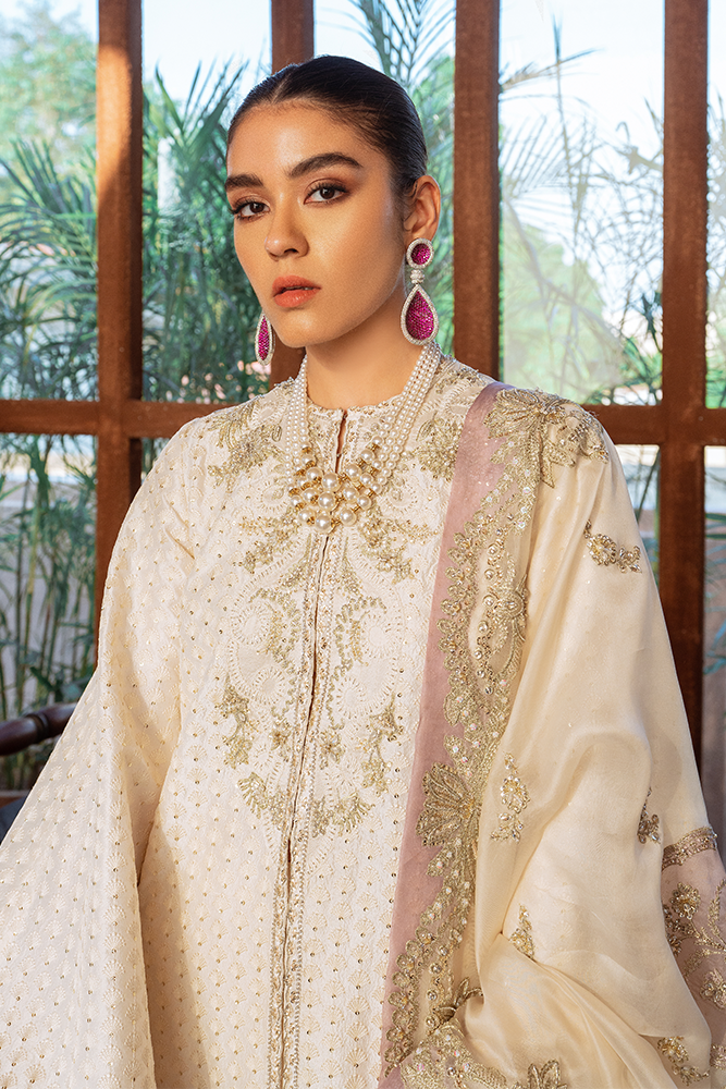 Ivory Embroidered Raw Silk Jacket Set (3-Piece) - Image 4