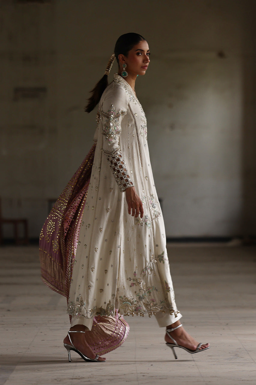 Pakistani Ivory Zardozi Resham Raw Silk Salwar Kameez (3-Piece) - Image 10