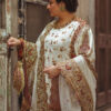 Pakistani Ivory Gold Zardozi Raw Silk Kurta Set (3-Piece) - Image 8