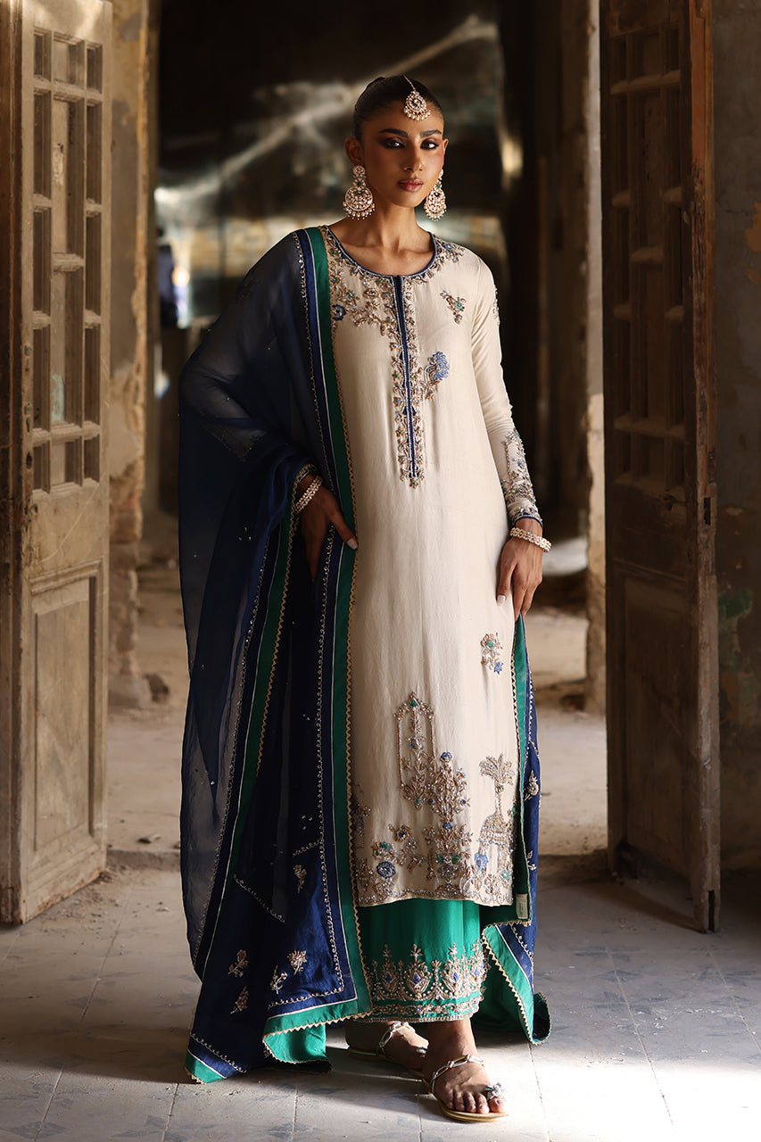 Ivory Zardozi Raw Silk Kurta Set (3-Piece) - Image 1