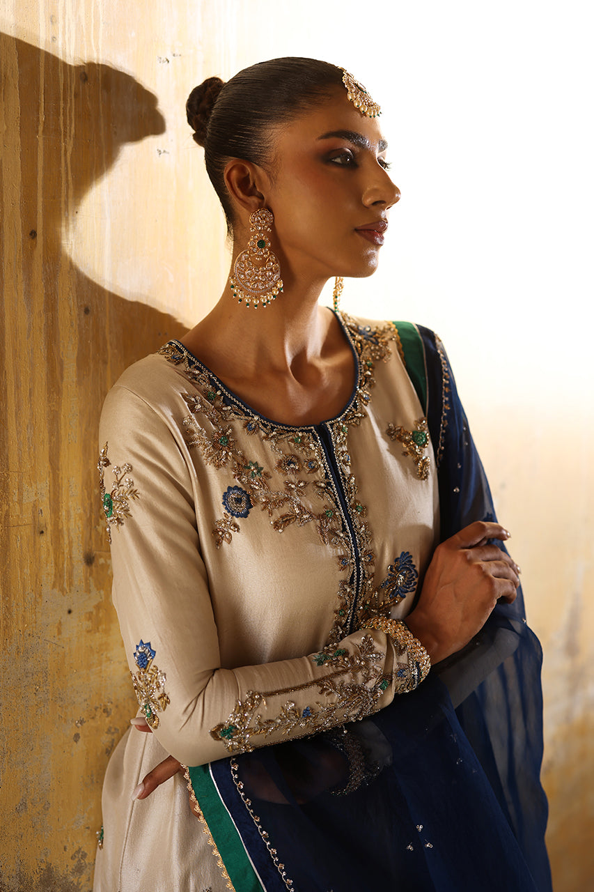 Ivory Zardozi Raw Silk Kurta Set (3-Piece) - Image 2