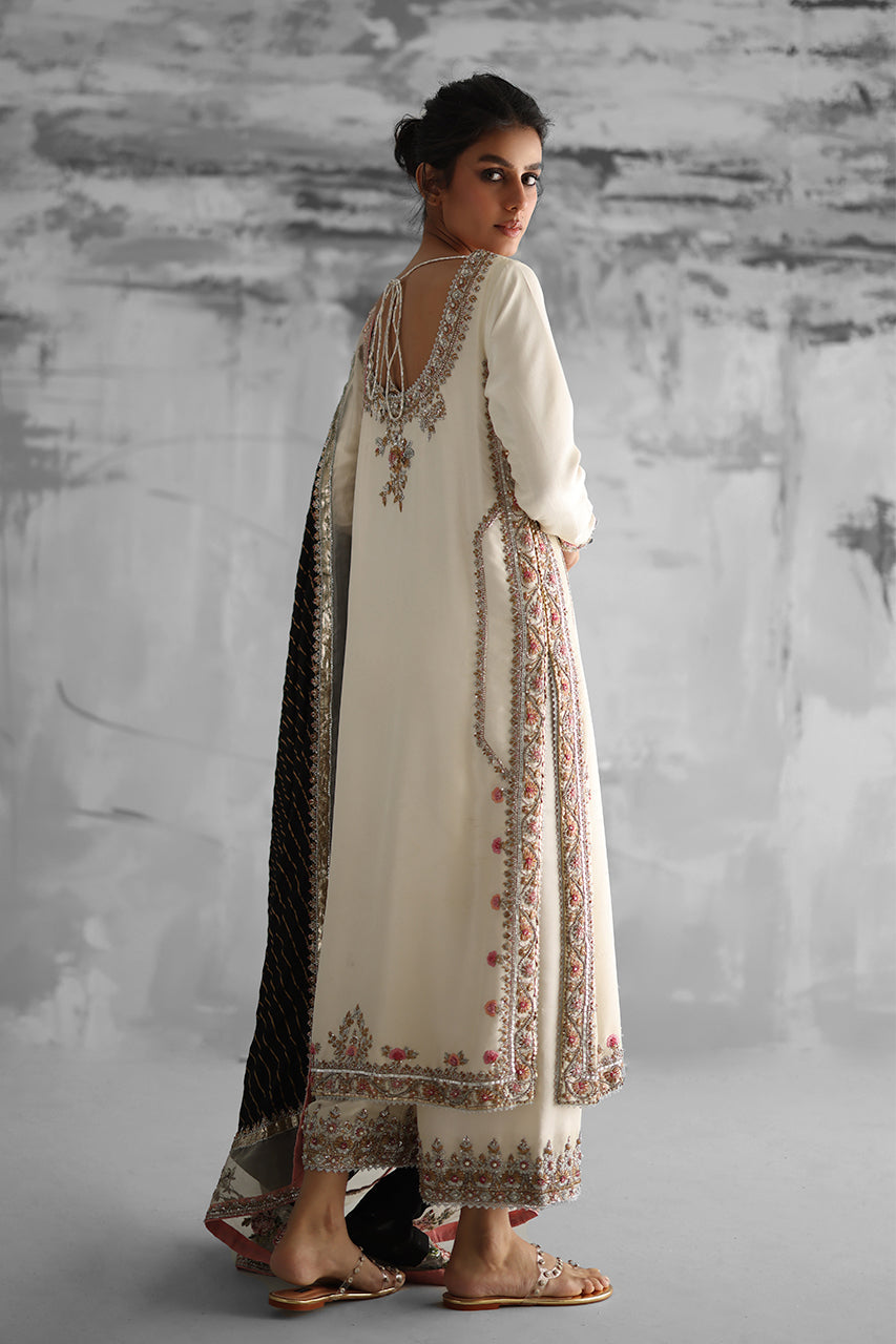 Ivory Zardozi Raw Silk Salwar Kameez (3-Piece) - Image 2