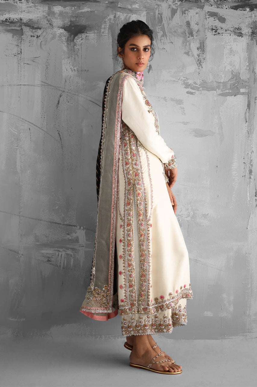 Ivory Zardozi Raw Silk Salwar Kameez (3-Piece) - Image 3