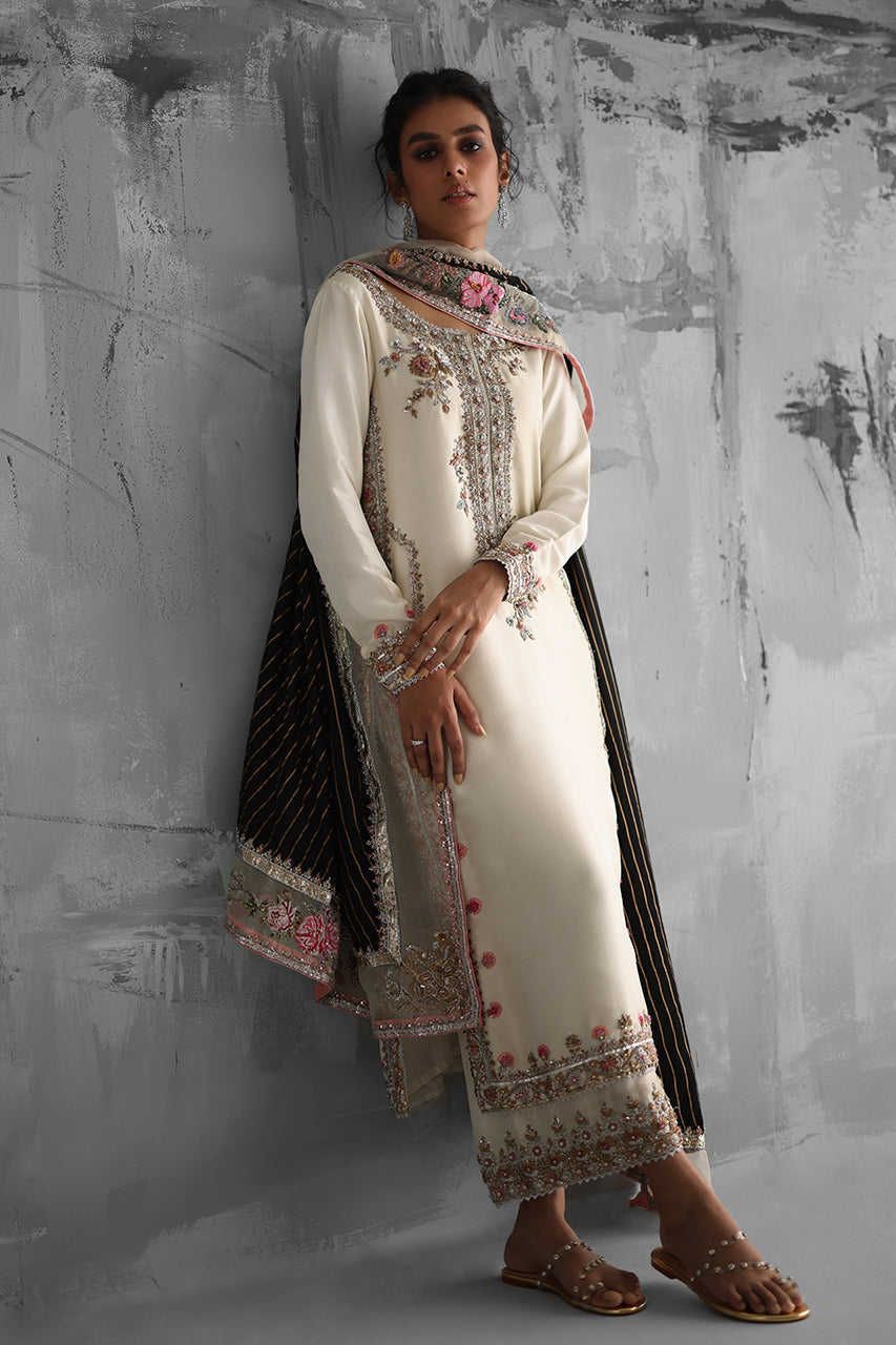 Ivory Zardozi Raw Silk Salwar Kameez (3-Piece) - Image 4