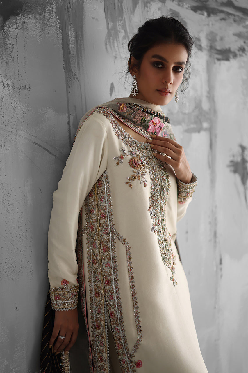 Ivory Zardozi Raw Silk Salwar Kameez (3-Piece) - Image 5