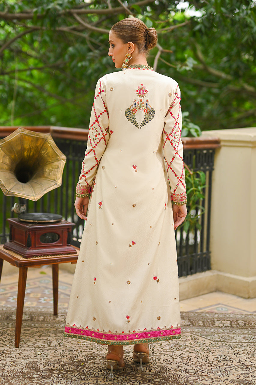 Ivory Haath Aari Jamawar & Raw Silk Salwar Kameez (2-Piece) - Image 2