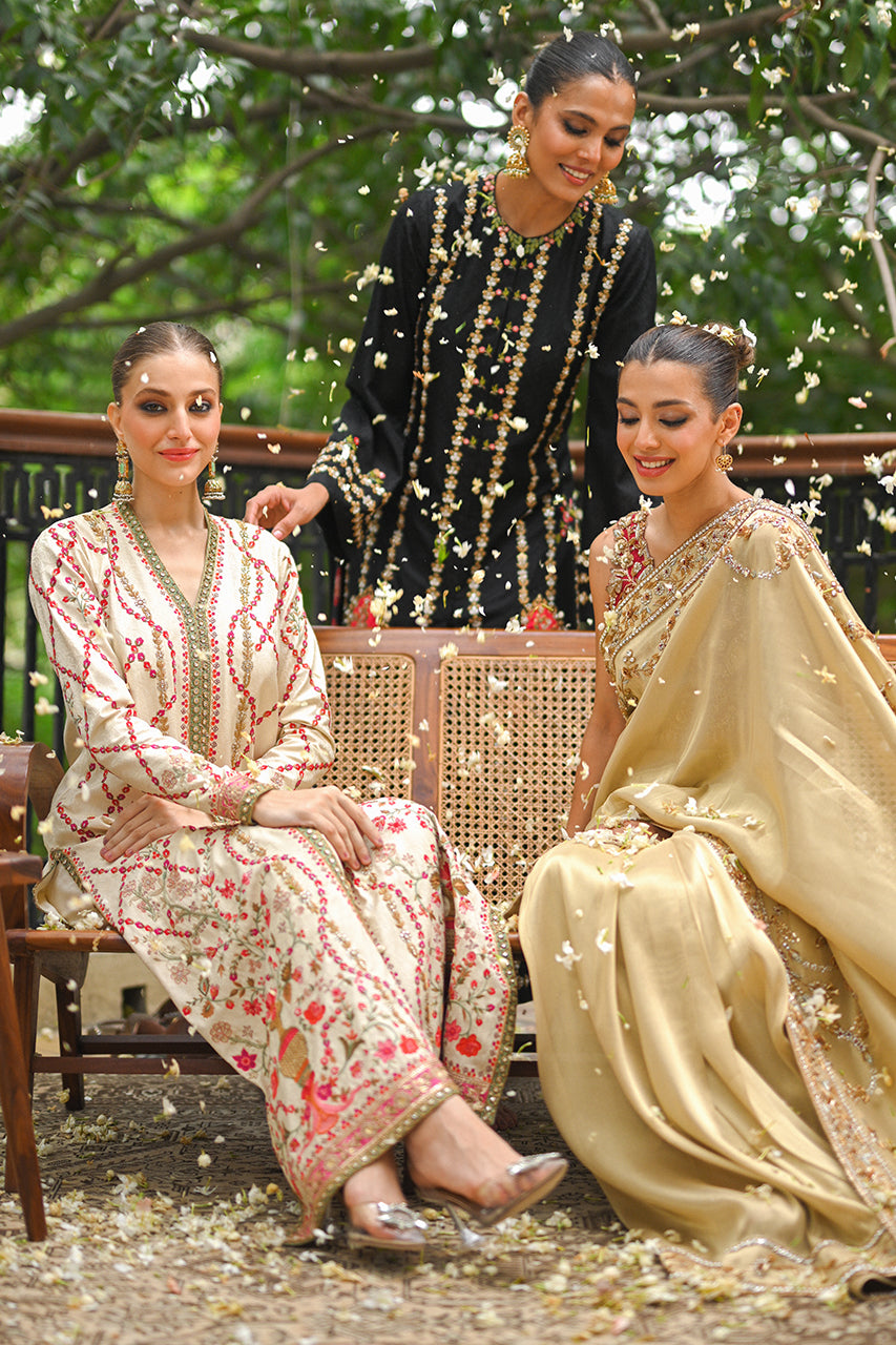 Ivory Haath Aari Jamawar & Raw Silk Salwar Kameez (2-Piece) - Image 4