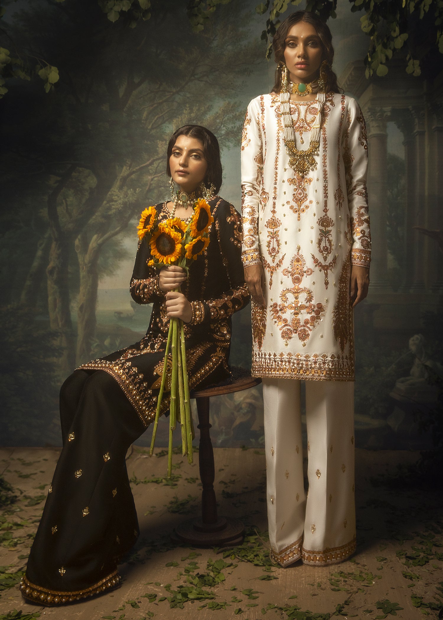 Pakistani Ivory Hand-Embellished Silk-Blend Salwar Kameez (2-Piece) - Image 2