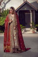 Pakistani Ivory Embroidered Silk Bridal Shirt (3-Piece) - Image 4