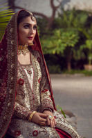 Pakistani Ivory Embroidered Silk Bridal Shirt (3-Piece) - Image 5