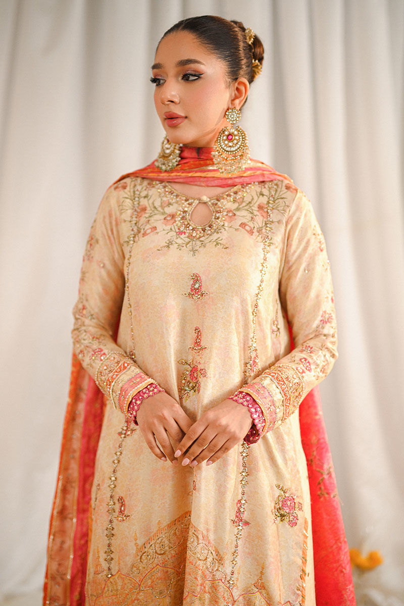 Ivory Embroidered Silk Salwar Kameez (3-Piece) - Image 2