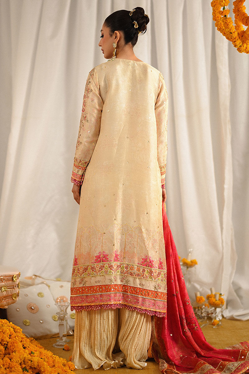 Ivory Embroidered Silk Salwar Kameez (3-Piece) - Image 3
