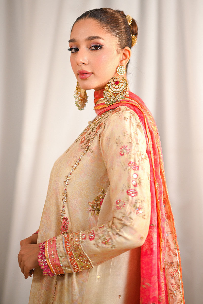 Ivory Embroidered Silk Salwar Kameez (3-Piece) - Image 4