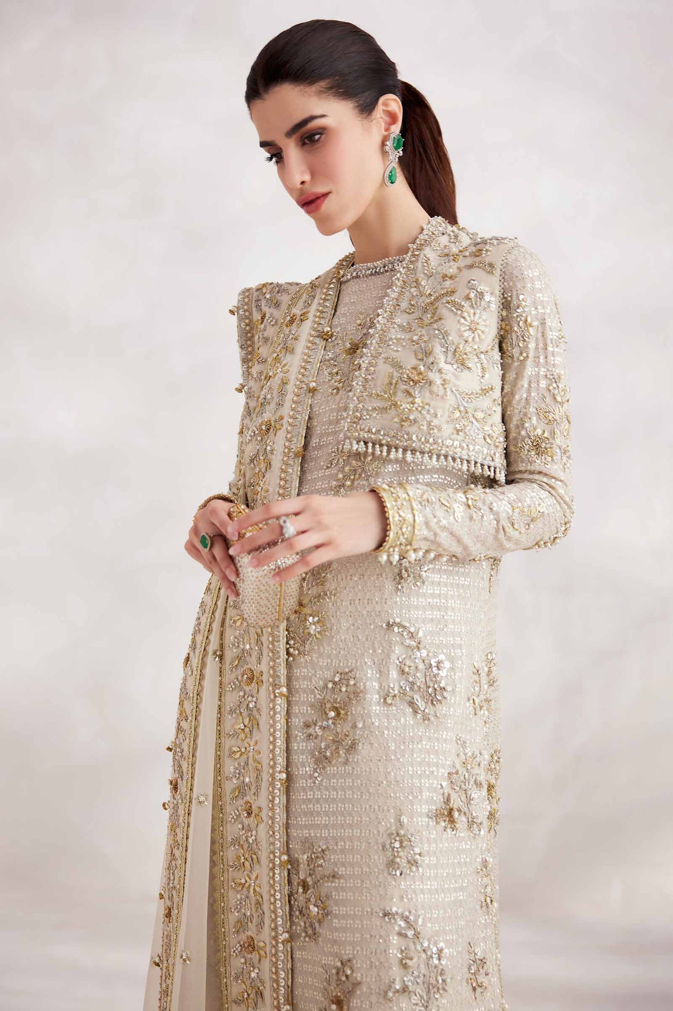 Ivory Zardozi & Gotta Silk Salwar Kameez (3-Piece) - Image 5