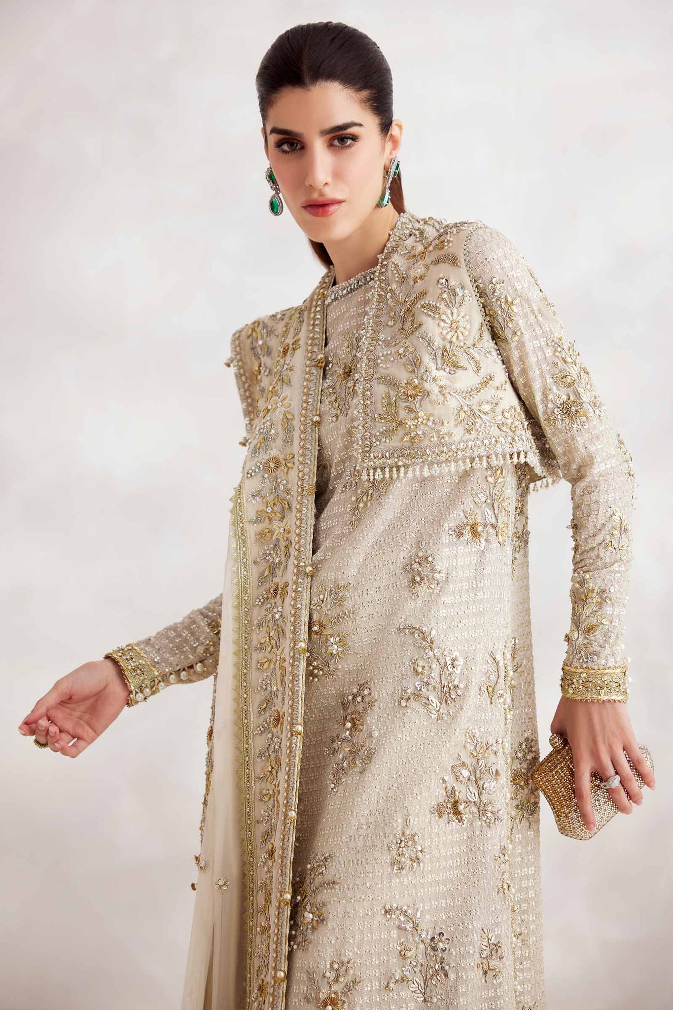 Ivory Zardozi & Gotta Silk Salwar Kameez (3-Piece) - Image 8
