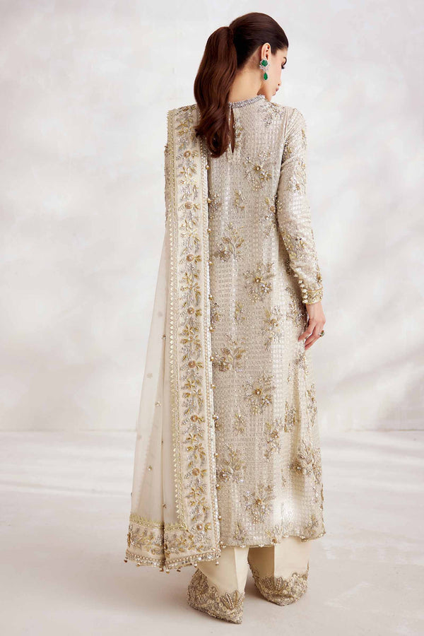 Ivory Zardozi Organza & Silk Salwar Kameez (3-Piece) - Image 5
