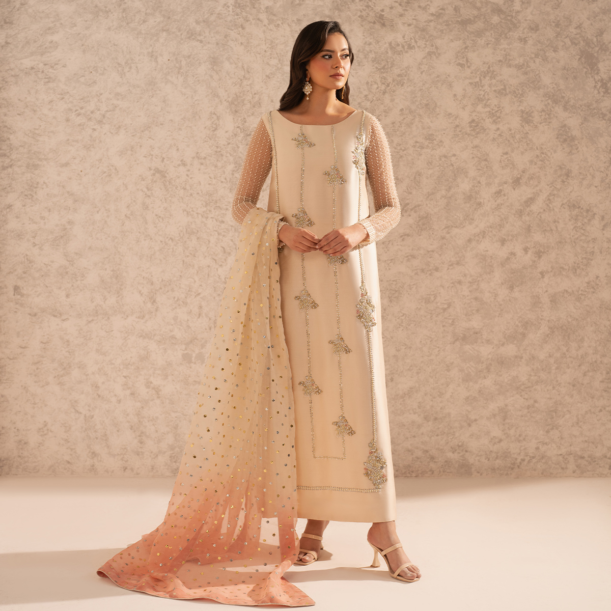 Ivory Kaamdani Tissue Silk Salwar Kameez (3-Piece) - Image 7