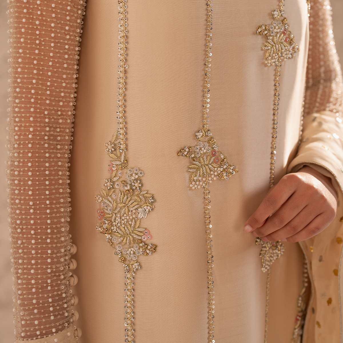 Ivory Kaamdani Tissue Silk Salwar Kameez (3-Piece) - Image 8