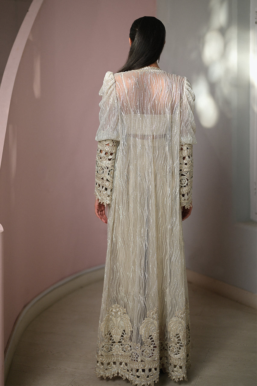 Bone Cutwork Embroidered Tulle Salwar Kameez (3-Piece) - Image 2