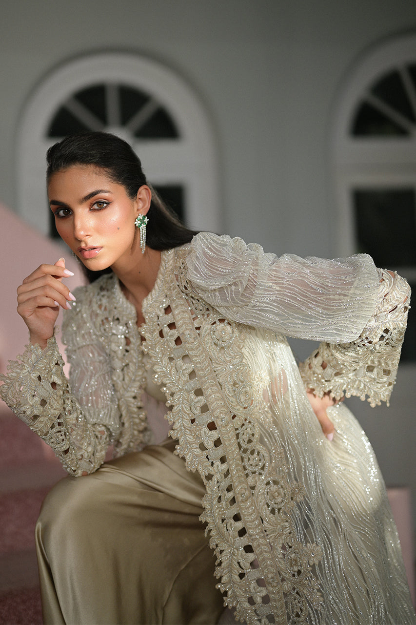 Bone Cutwork Embroidered Tulle Salwar Kameez (3-Piece) - Image 5