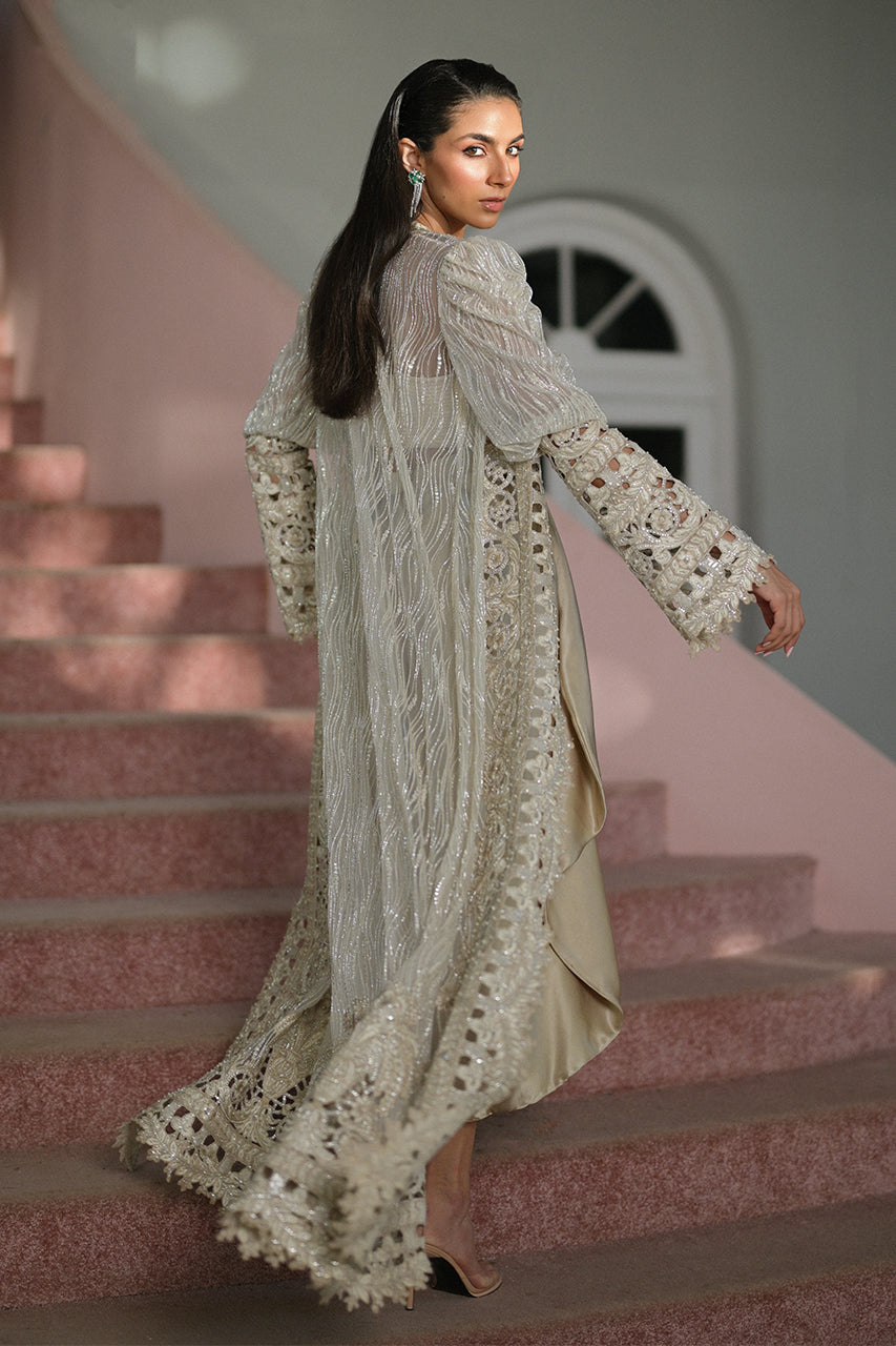 Bone Cutwork Embroidered Tulle Salwar Kameez (3-Piece) - Image 6