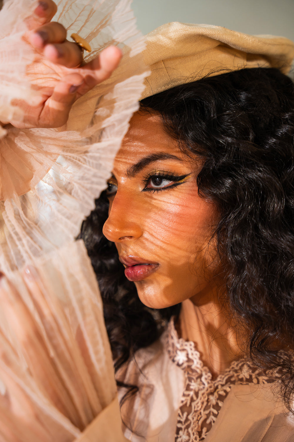 Pakistani Ivory Embroidered Velvet Jacket 3-Piece Set - Image 5