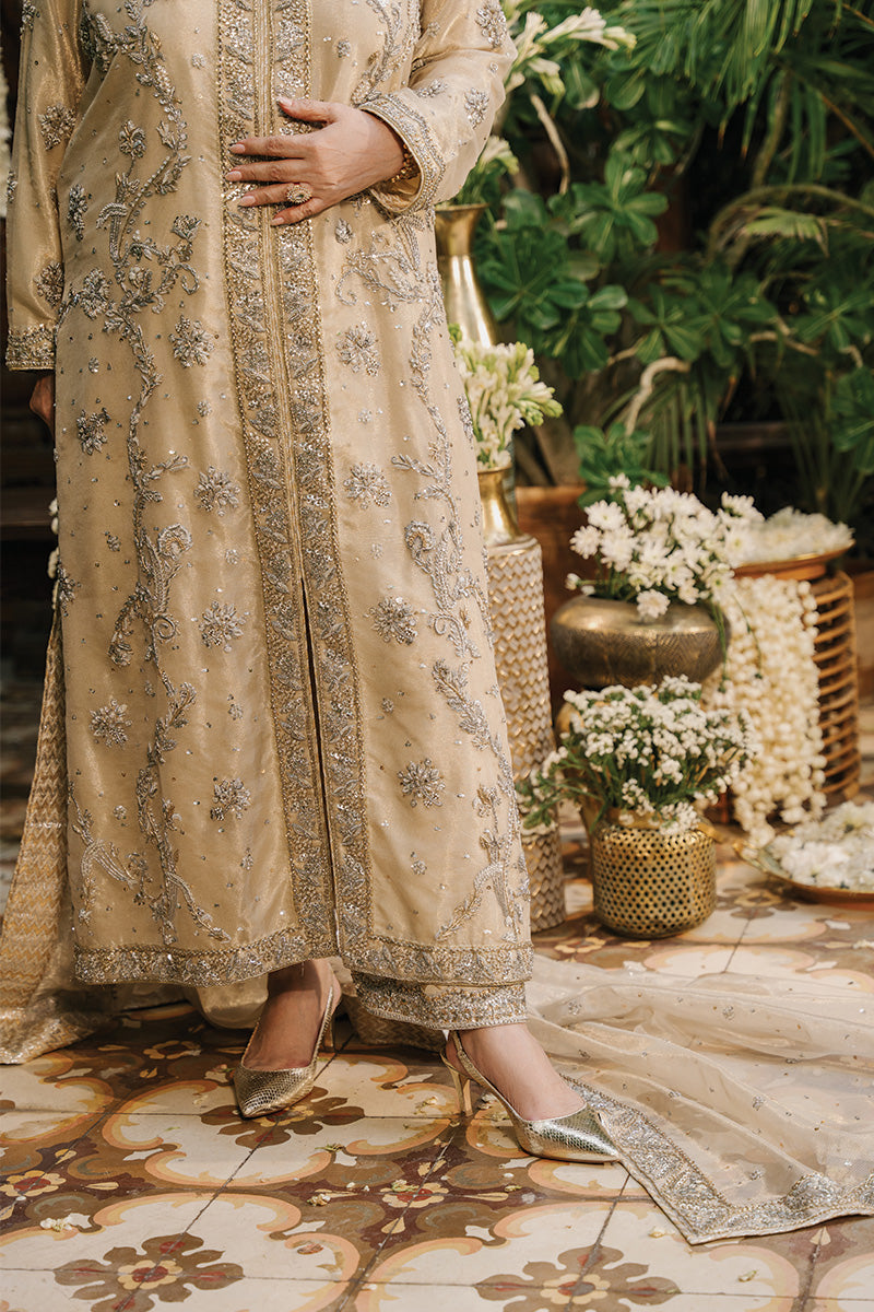 Off-White Zardozi Zari Net & Jamawar Kurta (3-Piece) - Image 4